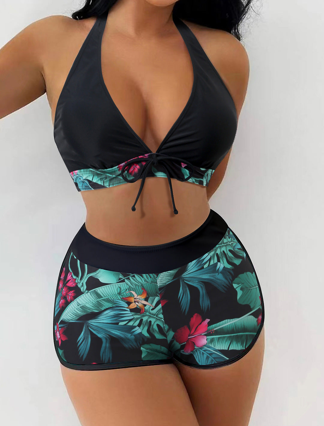 Damebadetøjssæt Nylon Spandex | Badetøj med Rynket Front | Fine Stropper til Strand- og Poolbrug | Vanero