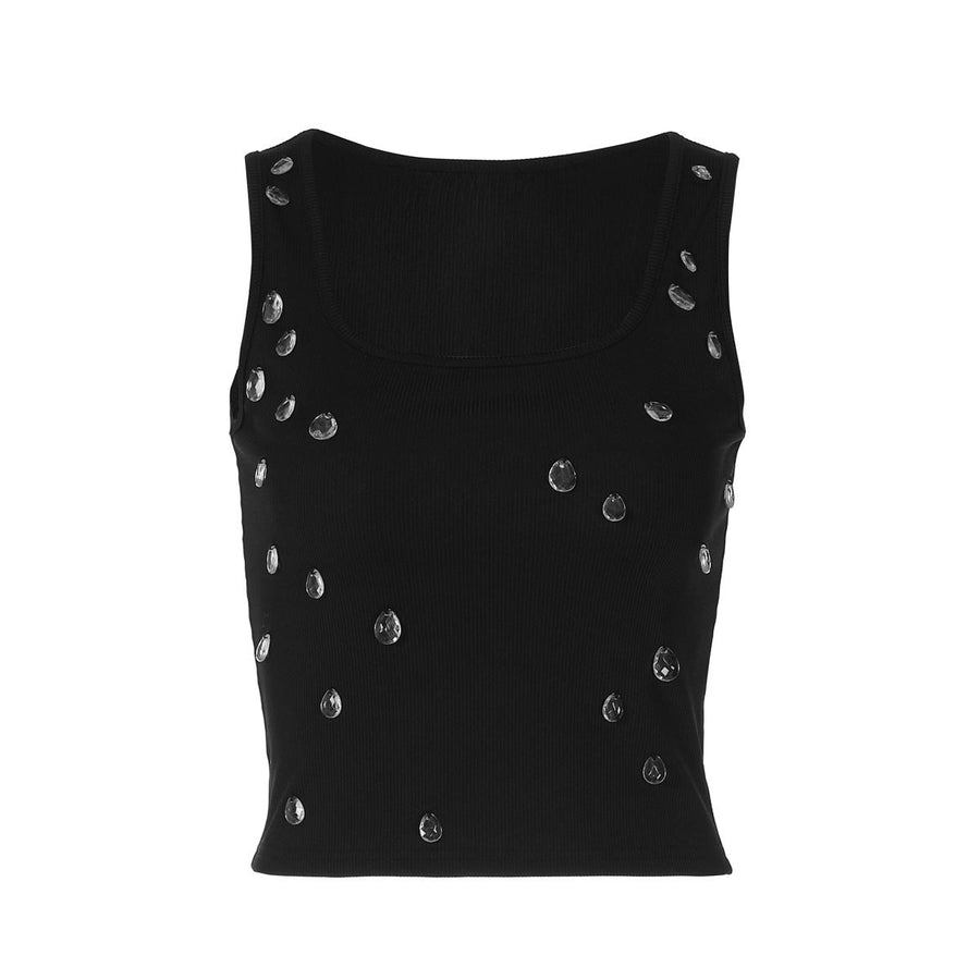 Dame Crop Top Polyester | Afslappet Pasform Crop Top | Kortærmet Design med Dekorativ Detalje til Fritids- og Festivalbrug | Vanero