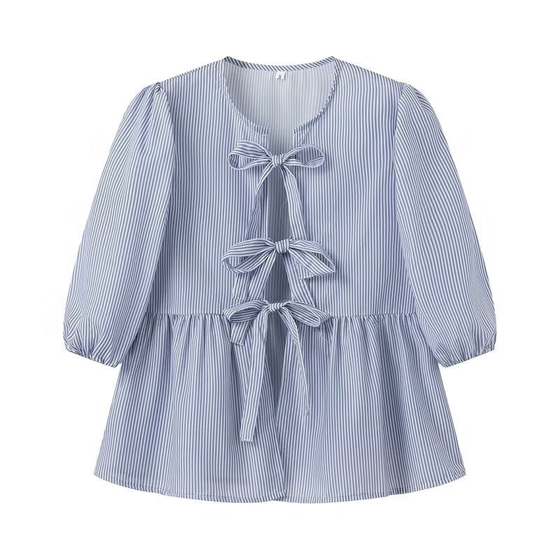 Damebluse Polyesterblanding | Relaxed Fit Bluse med Blomsterprint | Flæsedetalje Design til Hverdagsbrug & Arbejde | Vanero