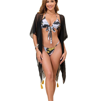 Dame Badetøj Sæt Med Moderigtig Kimono Og Trendy Bikini | Chic Strandstil | Vanero