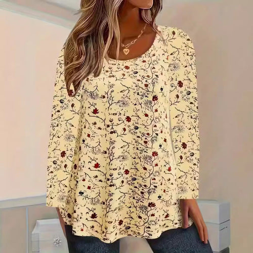Dame Bluseskjorte Polyesterblanding | Løs Pasform Bluse | Blomsterdetaljer Til Hverdag & Sommerbrug | Vanero