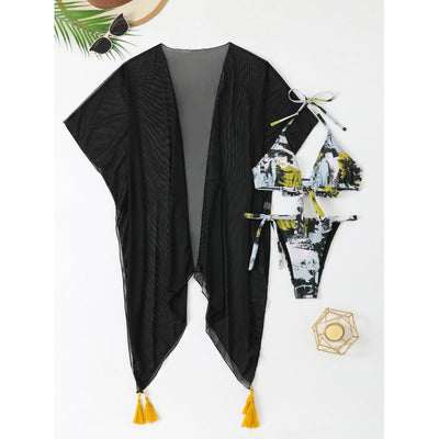 Dame Badetøj Sæt Med Moderigtig Kimono Og Trendy Bikini | Chic Strandstil | Vanero