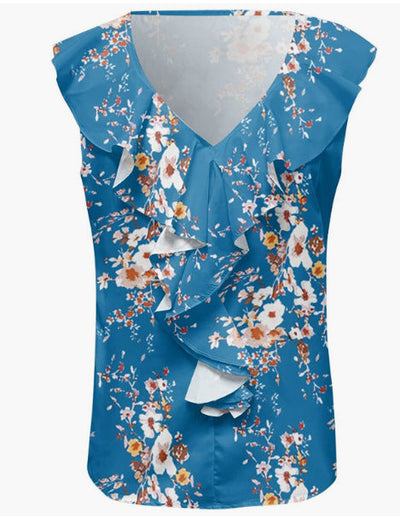 Damer Elegant Bluser Skjorte Med Flæsedetaljer Og V-udskæring | Sofistikeret Og Feminint | Vanero