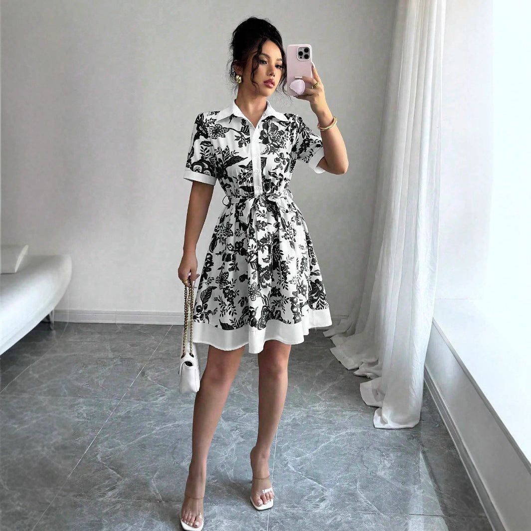 Dame Bluserkjole Med Blomsterdesign | Stilfuld Sommerkjole | Vanero