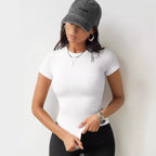 Dame Bodysuit Polyester Spandexblanding | Slim Fit Ribbet Bodysuit | Kortærmet Design Til Hverdagsbrug & Fritid | Vanero