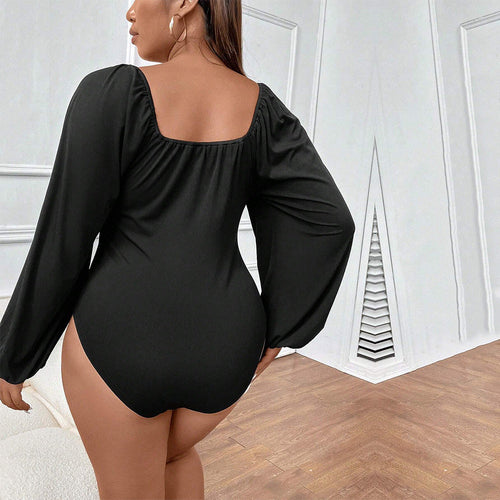 Dame Bodysuit Polyester Spandexblanding | Slim Fit Langærmet Bodysuit | Rynkede Detaljer Til Hverdagsbrug & Sociale Aktiviteter | Vanero