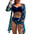 Damebadetøjssæt Polyester Spandex | Badetøj med Blomsterprint | Højtaljet Design til Strand- og Poolbrug | Vanero