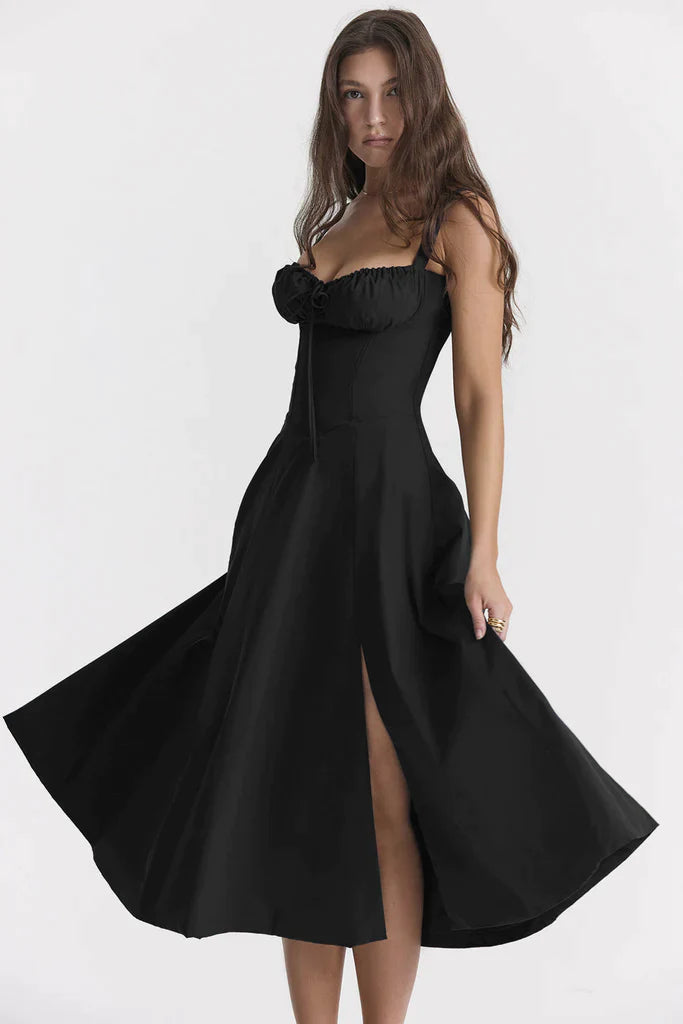 Carmen | Blomstret bustier-kjole med taljeform l Vanero