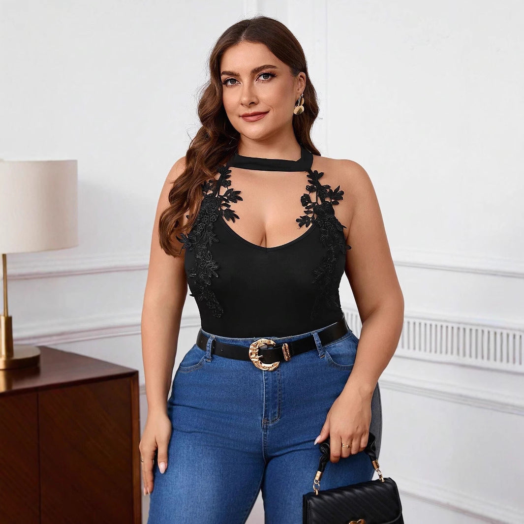 Dame Højhalset | Bodysuit Med Florale Spidsapplikationer | Elegant & Feminint | Vanero