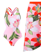 Damebadetøjssæt Polyester Spandex | Badetøj med Blomsterdesign | Flæsedetaljer til Strand- og Poolbrug | Vanero