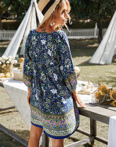 Boho Blomstret Sommerkjole | 100% Bomuld | Afslappet & Stilfuld l Vanero