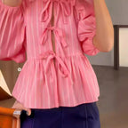 Damebluse Polyesterblanding | Relaxed Fit Bluse med Blomsterprint | Flæsedetalje Design til Hverdagsbrug & Arbejde | Vanero