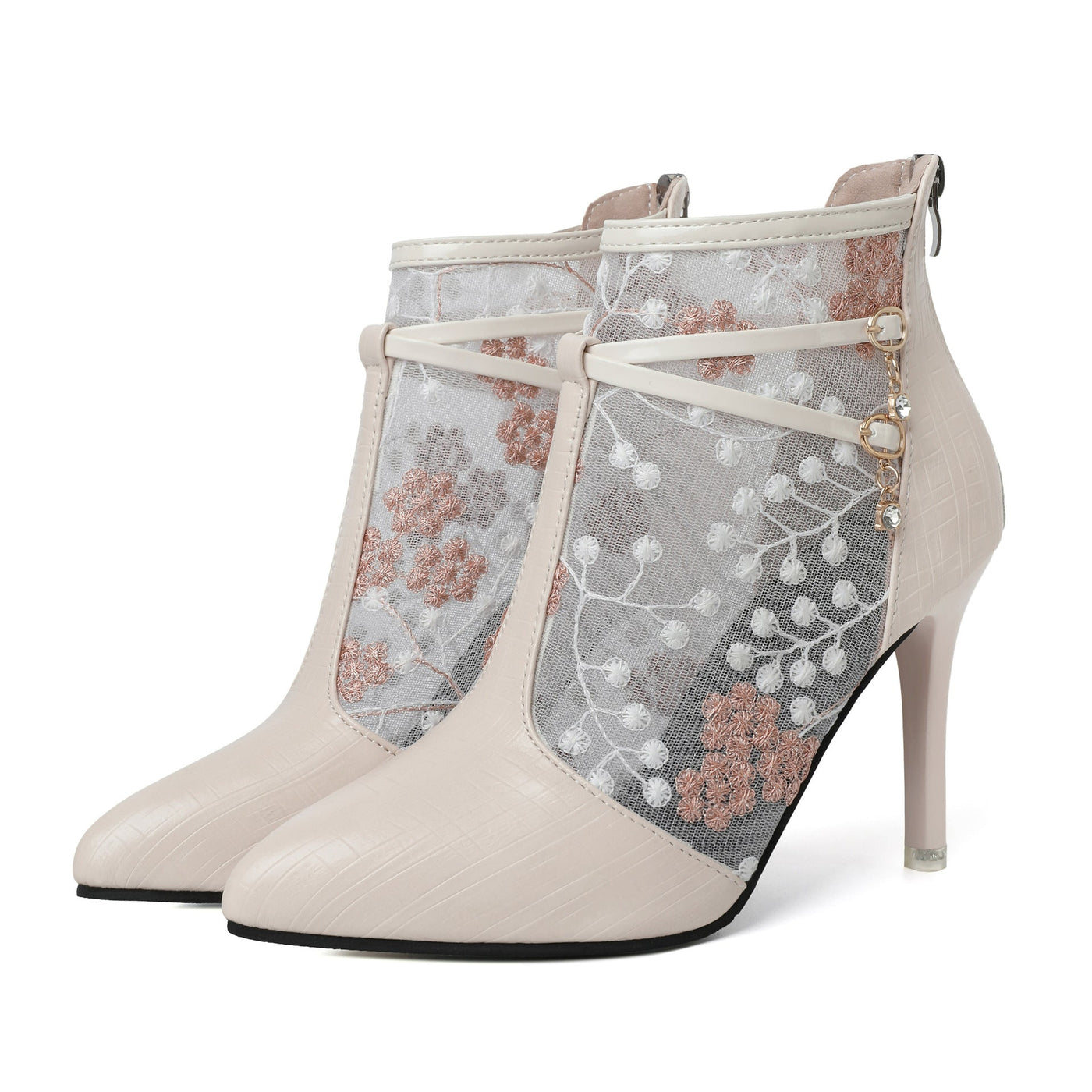 Dame elegante | ankelstøvler med blomstertransparentdesign og moderigtigt detalje stilla | vanero