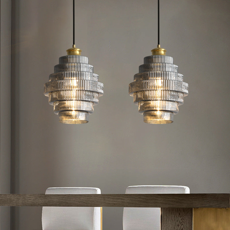 Flaskeformet Pendellampe Med Glasskærm | Loftlampe I Messing Kompatibel Med E27 Pærer | Justerbar Indendørs Belysning | Vanero