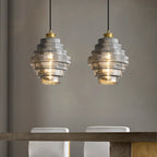 Flaskeformet Pendellampe Med Glasskærm | Loftlampe I Messing Kompatibel Med E27 Pærer | Justerbar Indendørs Belysning | Vanero