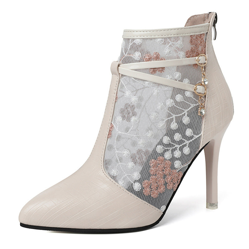 Dame elegante | ankelstøvler med blomstertransparentdesign og moderigtigt detalje stilla | vanero