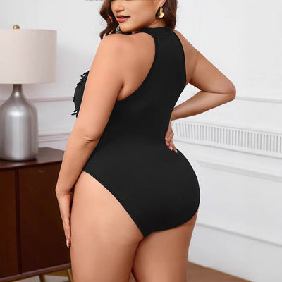 Dame Højhalset | Bodysuit Med Florale Spidsapplikationer | Elegant & Feminint | Vanero