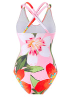 Damebadetøjssæt Polyester Spandex | Badetøj med Blomsterdesign | Flæsedetaljer til Strand- og Poolbrug | Vanero
