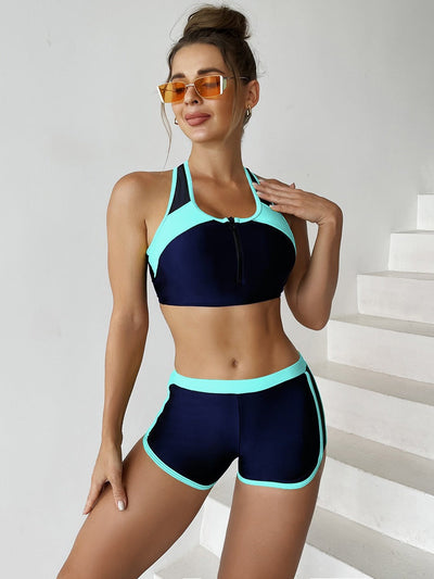 Dame sporty | bikini-sæt med højfunktionel top og shorts stilla | vanero