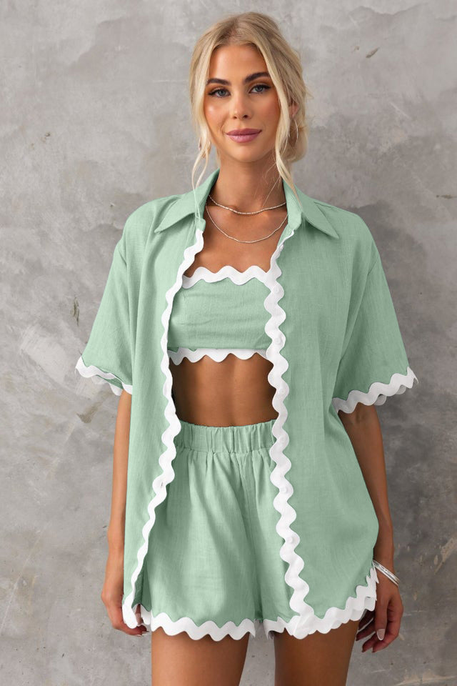 Dame Elegante Og Afslappede Bluser-Shorts Kombination | Stilfuld Og Komfortabel | Vanero