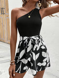 Dame Romper Polyester-Spandex | Slim Fit Heldragt | Asymmetrisk Design til Hverdagsbrug & Arrangementer | Vanero