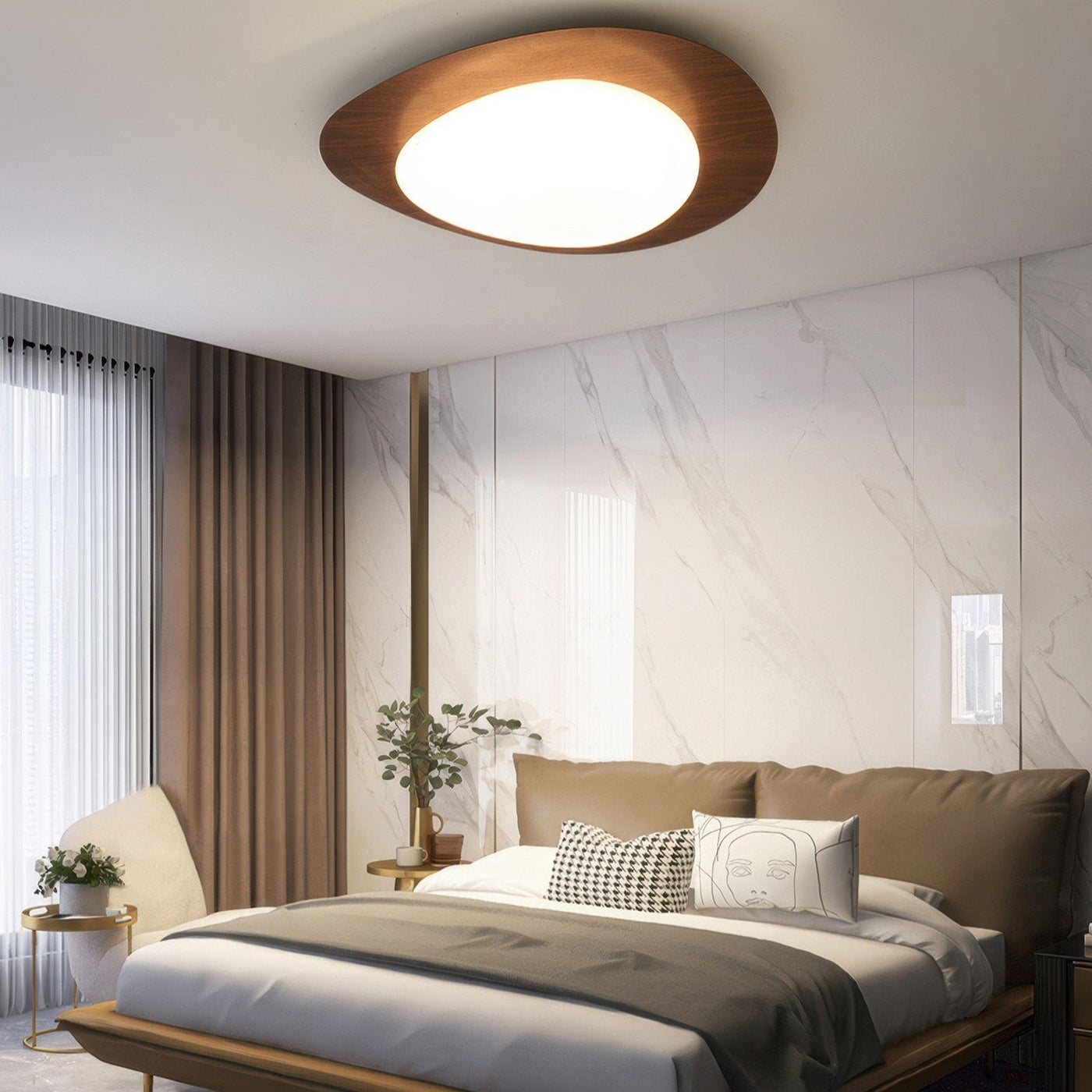 Loftslampe | Skandinavisk design med småsten og træårer | Vanero