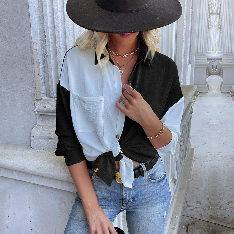 Dame Elegant Bluser Med Asymmetrisk Knapliste Og Brystlomme | Stilfuld Bluse Til Damer | Vanero