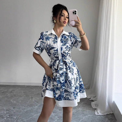 Dame Bluserkjole Med Blomsterdesign | Stilfuld Sommerkjole | Vanero