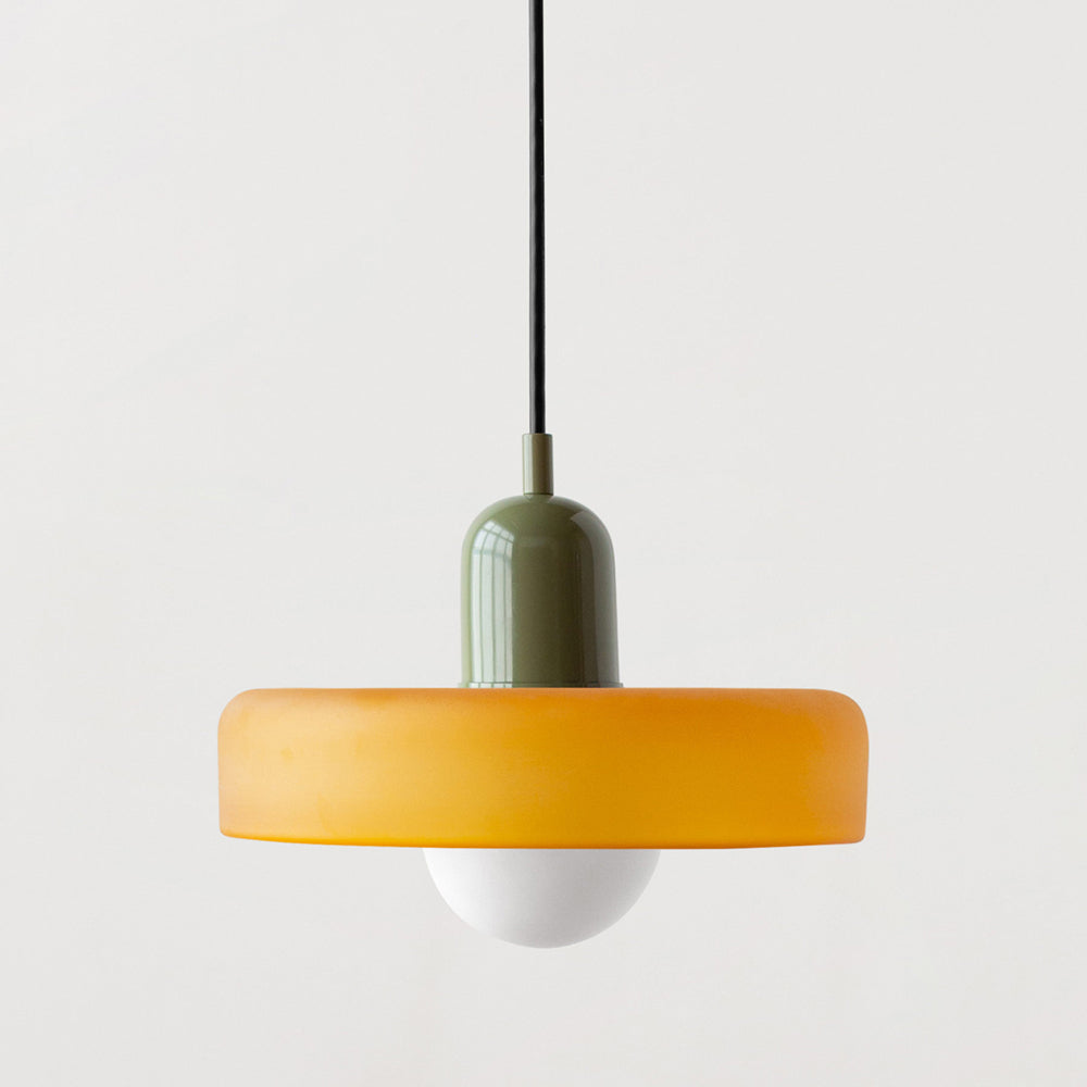 Bauhaus l Pendellampe af Farvet Glas l Vanero