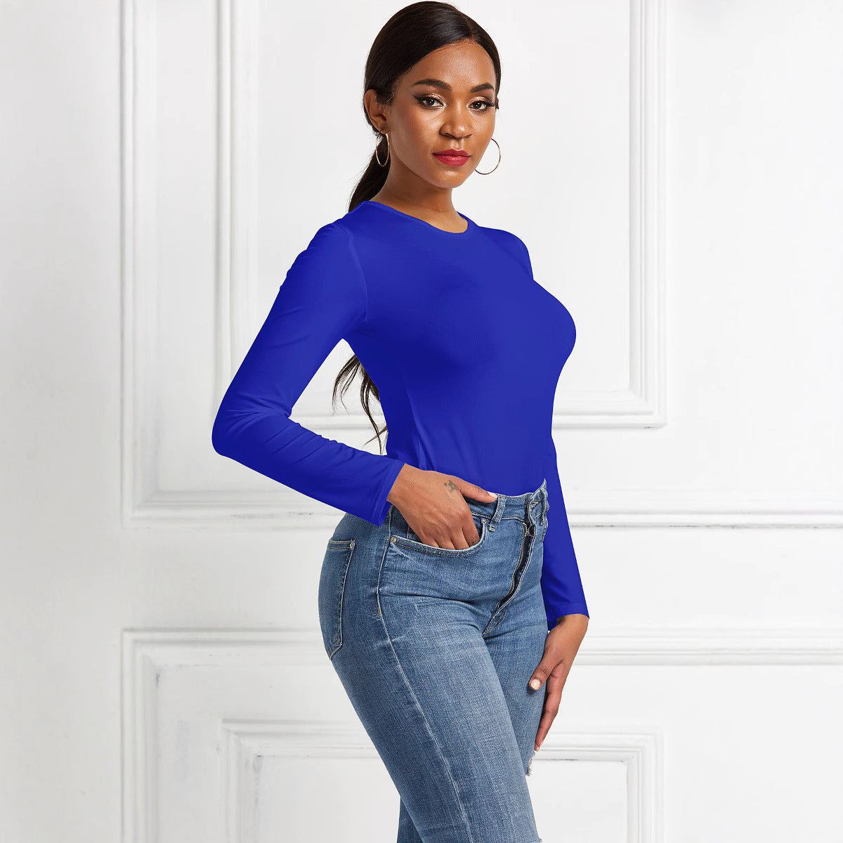 Damer | Langærmet Bodysuit Med Figursyende Snit Og Elegant Rundhalset | Komfortabel & Stilfuld | Vanero