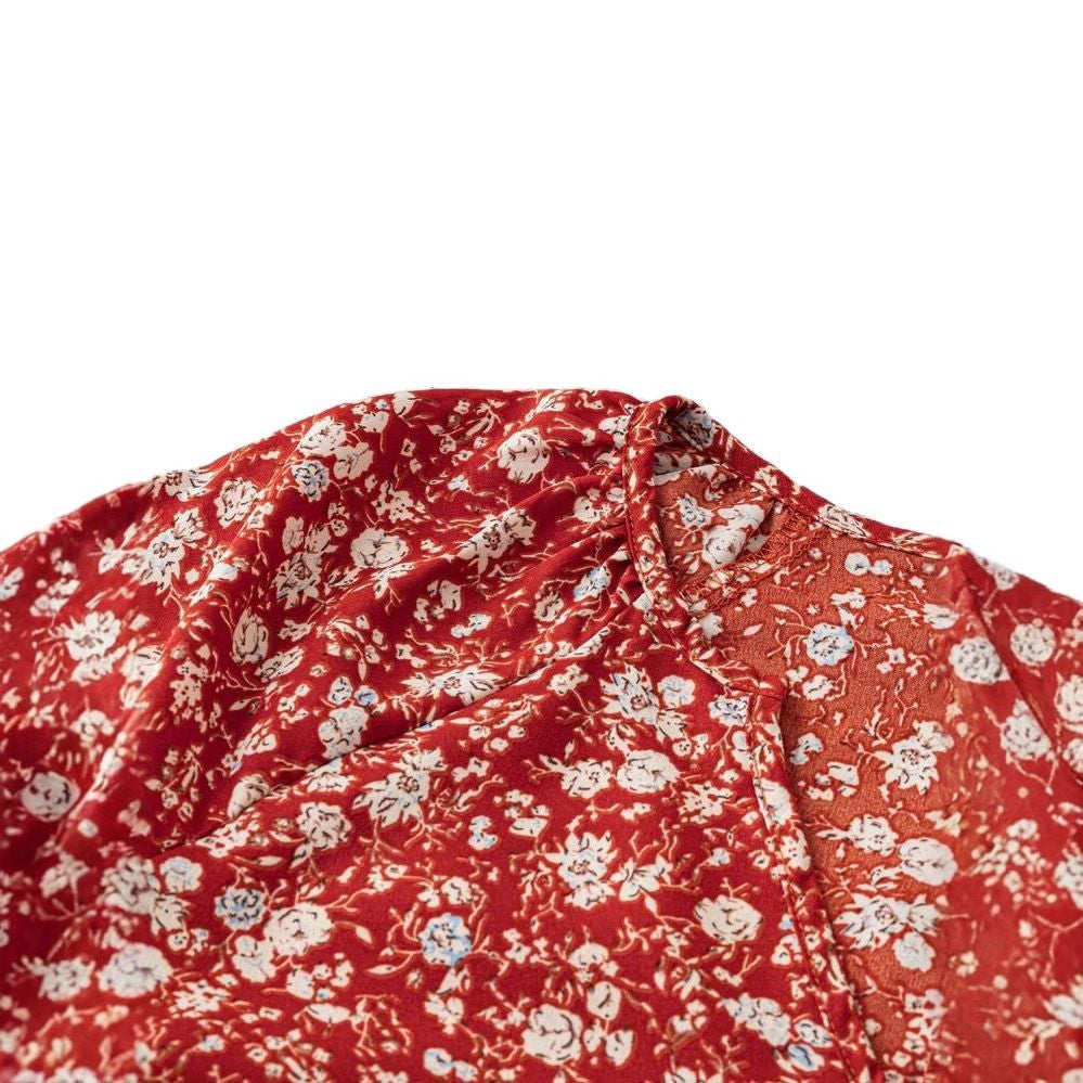 Dame Bluse Polyesterblanding | Almindelig Pasform Bluse Med Blomsterprint | V-Hals Langærmet Design Til Hverdagsbrug | Vanero