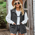 Damevest | Bomuldsdenim Konstruktion Design Med Frontlommer | Hverdagsbrug & Lag-På-Lag Styling | Vanero