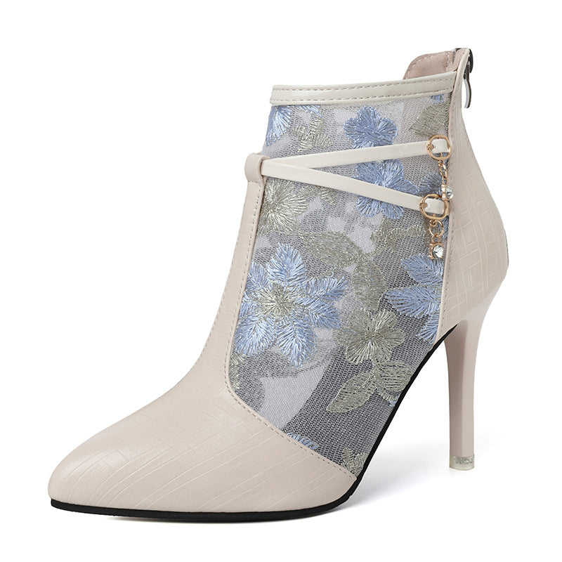 Dame elegante | ankelstøvler med blomstertransparentdesign og moderigtigt detalje stilla | vanero