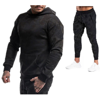 Herrer Moderigtigt Hættebluser Med Kængurulomme Og Sporty Joggingbukser | Trendy Og Komfortabel | Vanero