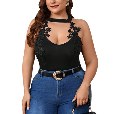Dame Højhalset | Bodysuit Med Florale Spidsapplikationer | Elegant & Feminint | Vanero