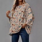 Dame Bluse Polyesterblanding | Afslappet Pasform Bluse Med Blomsterprint | Rund Hals Til Hverdagsbrug & Fritid | Vanero