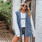Damevest | Bomuldsdenim Konstruktion Design Med Frontlommer | Hverdagsbrug & Lag-På-Lag Styling | Vanero