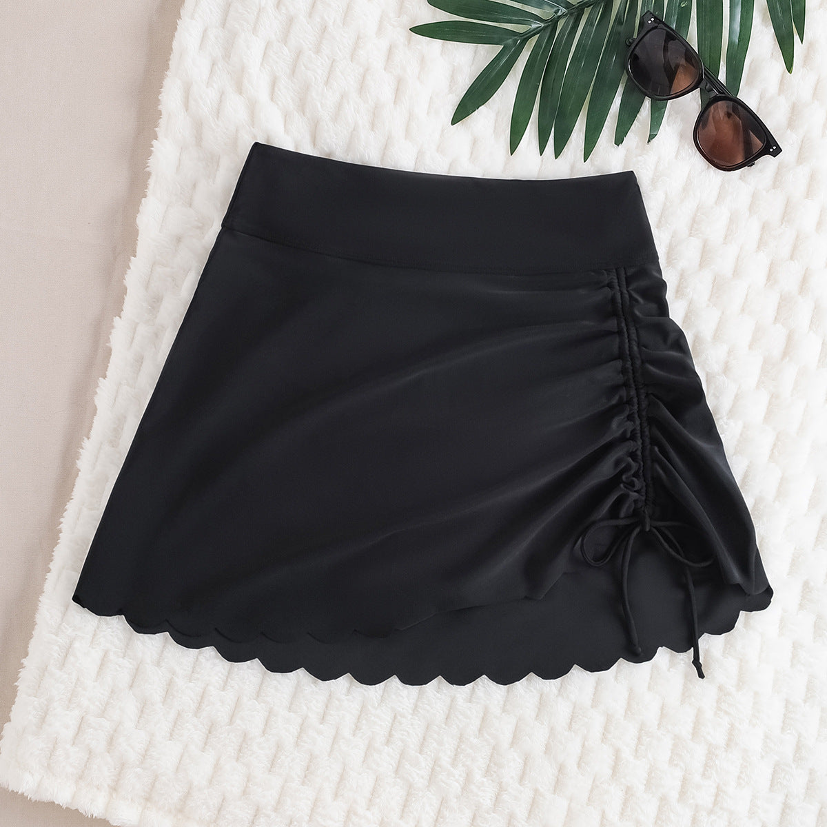 Dame Badejakke Polyester Spandex | Afslappet Pasform Cover-Up | Asymmetrisk Skæring med Snøring til Strand og Pool | Vanero