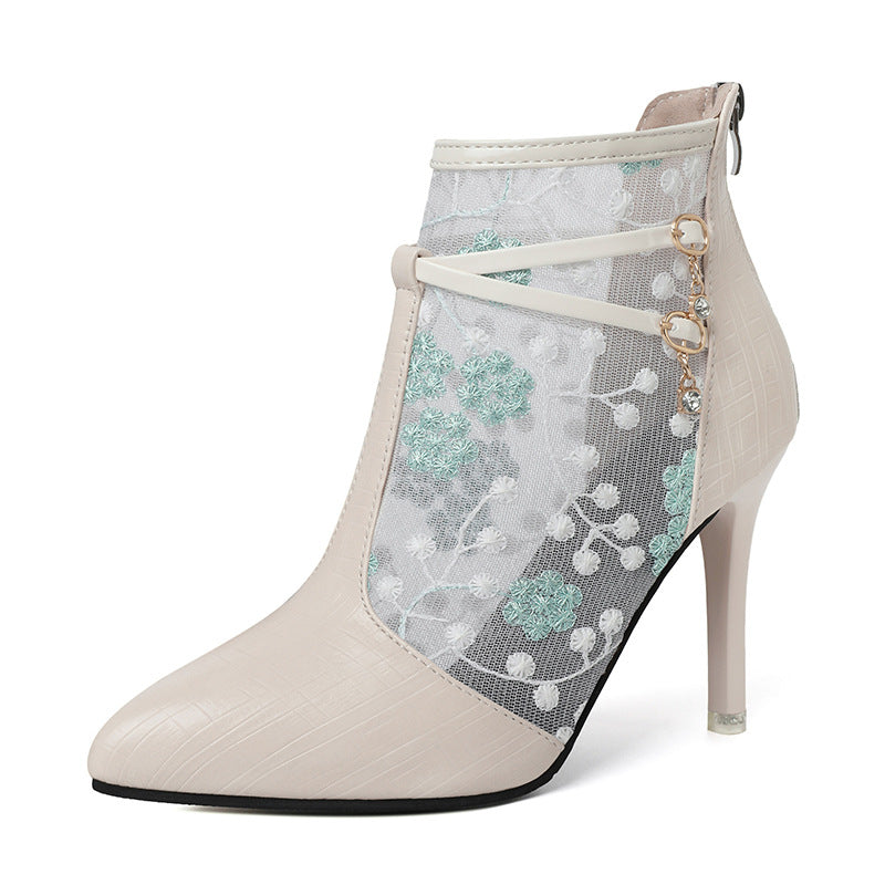 Dame elegante | ankelstøvler med blomstertransparentdesign og moderigtigt detalje stilla | vanero