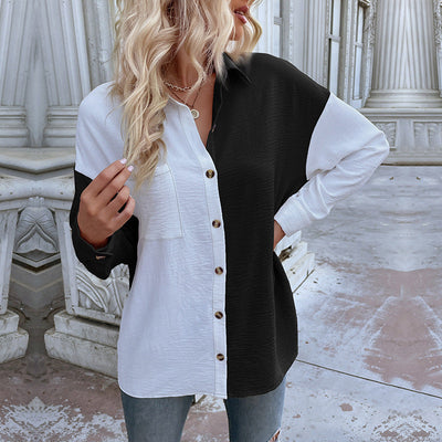 Dame Elegant Bluser Med Asymmetrisk Knapliste Og Brystlomme | Stilfuld Bluse Til Damer | Vanero