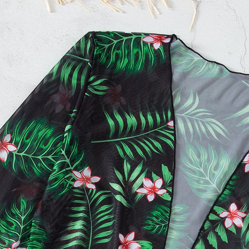 Damebadetøjssæt Polyester Spandex | Badetøj med Blomsterprint | Højtaljet Design til Strand- og Poolbrug | Vanero
