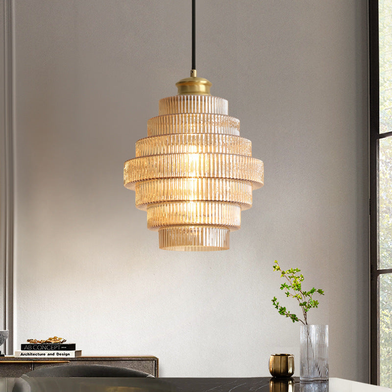Flaskeformet Pendellampe Med Glasskærm | Loftlampe I Messing Kompatibel Med E27 Pærer | Justerbar Indendørs Belysning | Vanero