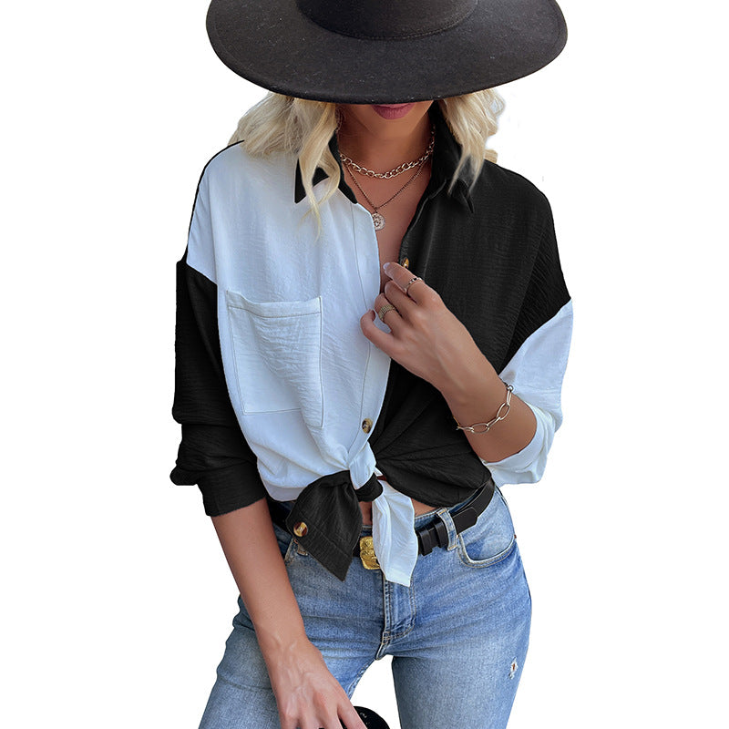 Dame Elegant Bluser Med Asymmetrisk Knapliste Og Brystlomme | Stilfuld Bluse Til Damer | Vanero