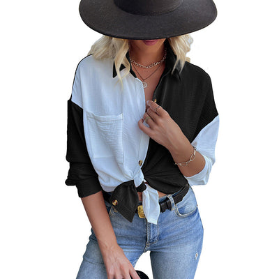 Dame Elegant Bluser Med Asymmetrisk Knapliste Og Brystlomme | Stilfuld Bluse Til Damer | Vanero