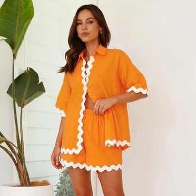 Dame Elegante Og Afslappede Bluser-Shorts Kombination | Stilfuld Og Komfortabel | Vanero