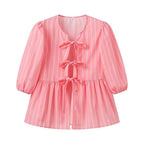 Damebluse Polyesterblanding | Relaxed Fit Bluse med Blomsterprint | Flæsedetalje Design til Hverdagsbrug & Arbejde | Vanero
