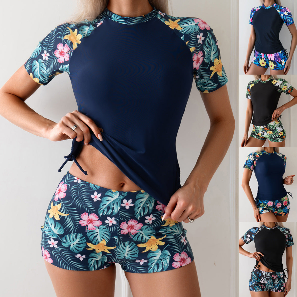 Dame UV Beskyttelse Badetøj Sæt Med Blomsterdesign Og Sporty Pasform | Funktionelt Og Moderne | Vanero