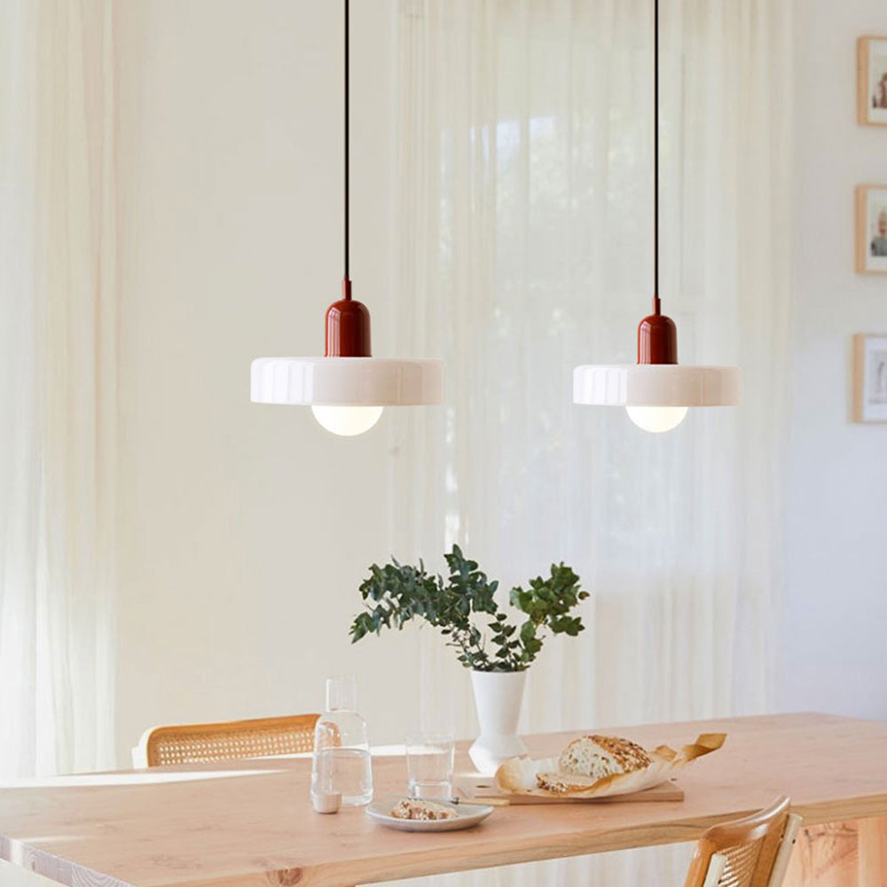Bauhaus l Pendellampe af Farvet Glas l Vanero