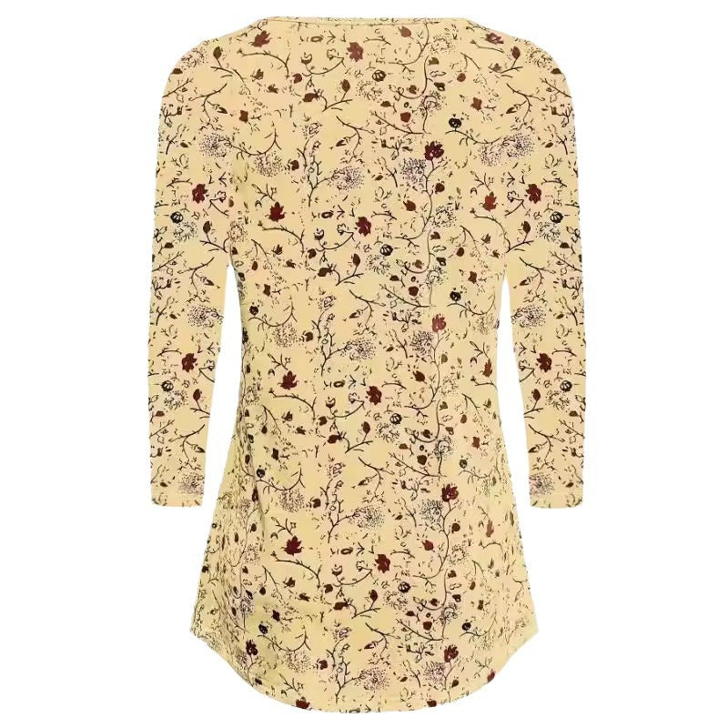 Dame Bluseskjorte Polyesterblanding | Løs Pasform Bluse | Blomsterdetaljer Til Hverdag & Sommerbrug | Vanero
