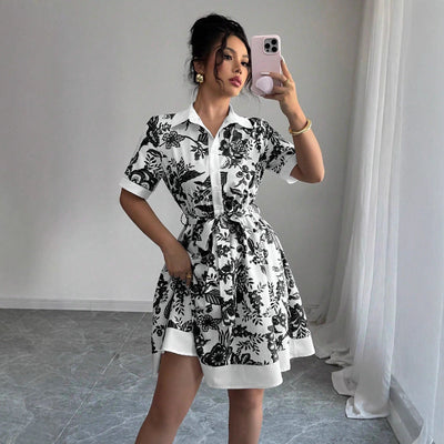 Dame Bluserkjole Med Blomsterdesign | Stilfuld Sommerkjole | Vanero